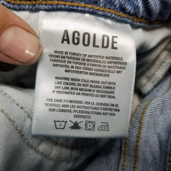 Agolde Jeans Womens 32 Medium Wash Stretch High Rise Button Fly Straight - Picture 14 of 16